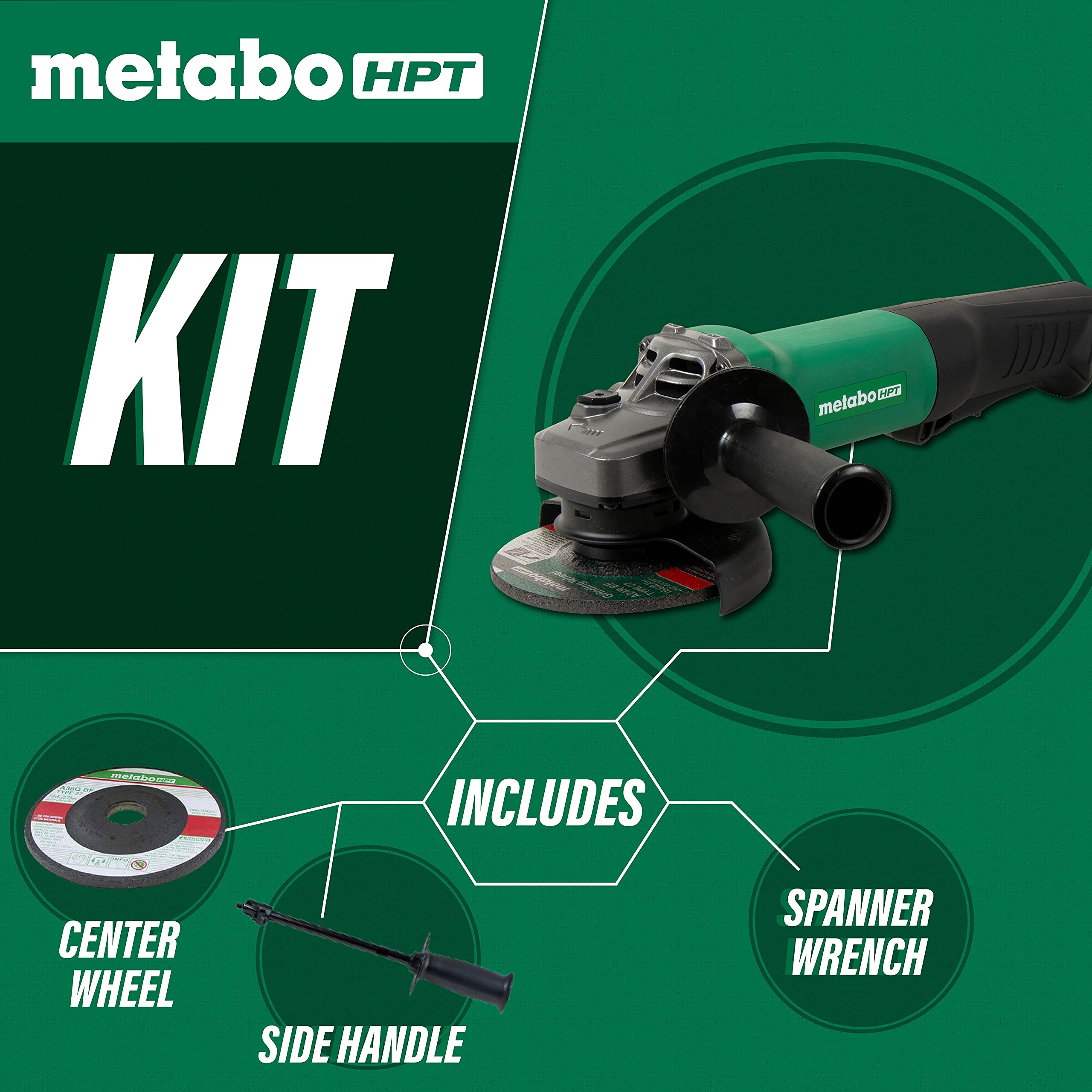 metabo-hpt-4-1-2-angle-grinder-10-5-amp-paddle-switch-g12se3 image 2