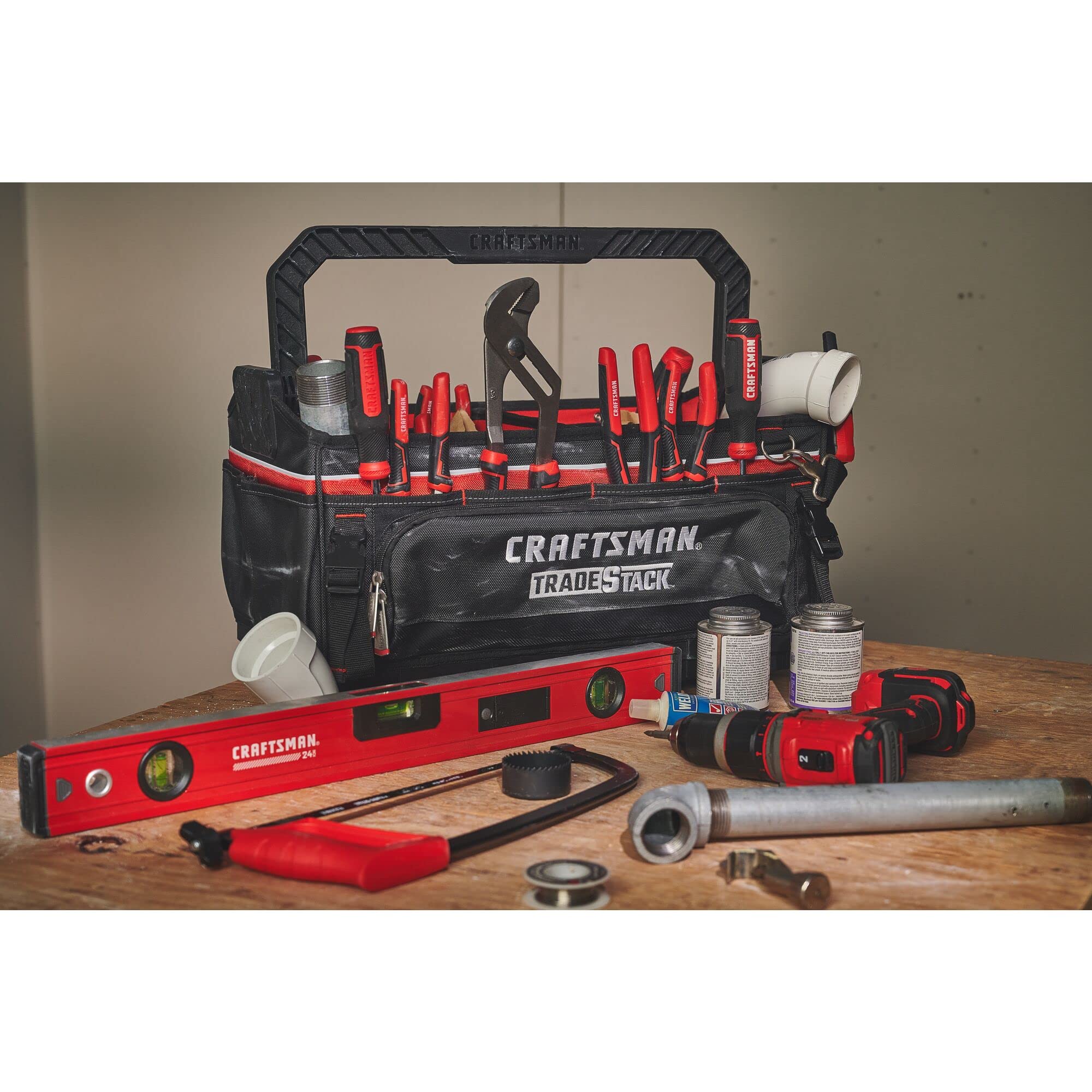 craftsman-tradestack-system-tool-bag-22-inch-open-mouth-tote-waterproof-hard-bot image 7