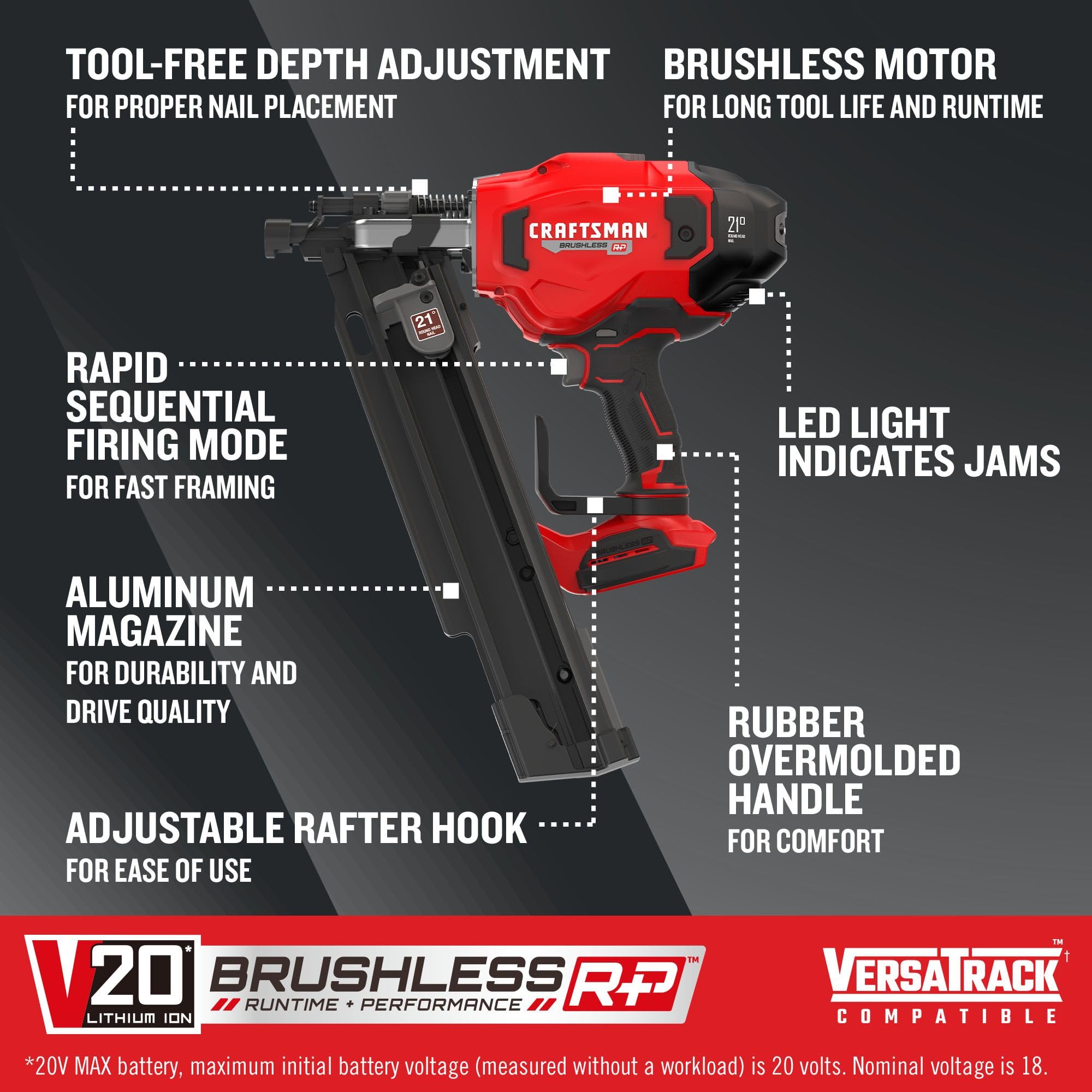 craftsman-v20-cordless-framing-nailer-tool-only-cmcn621plb image 2