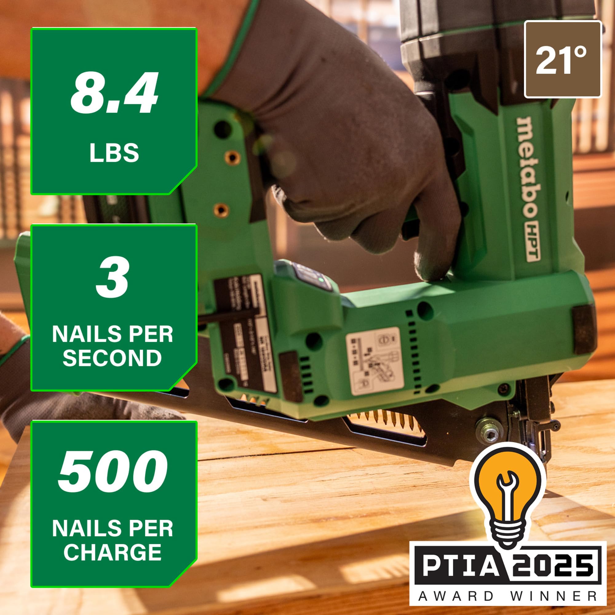 metabo-hpt-18v-multivolt-cordless-21-framing-nailer-kit-nr1890dra-with-4-0ah-bat image 2