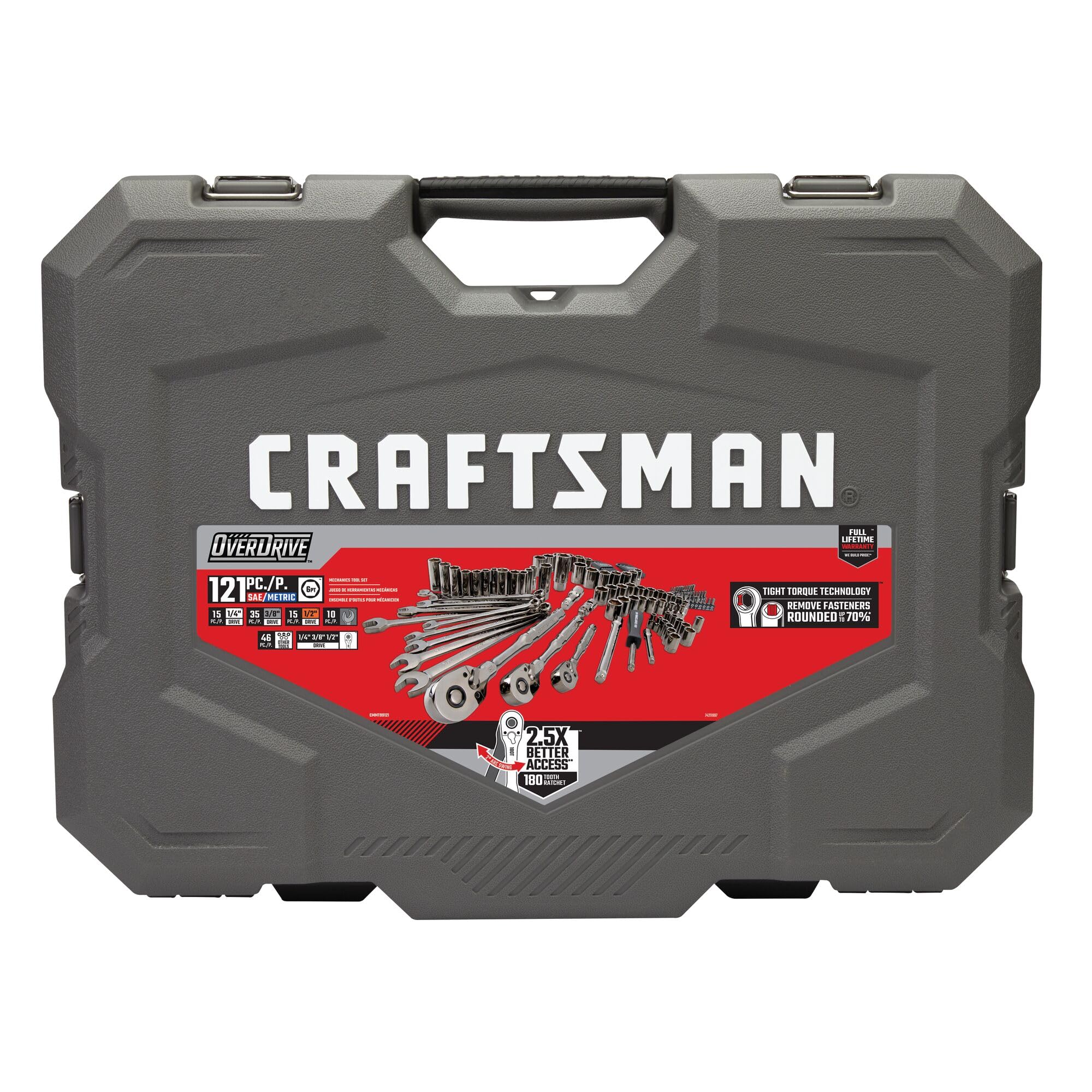 craftsman-overdrive-121-piece-mechanics-tool-set-sae-metric-gunmetal-chrome-hard image 7