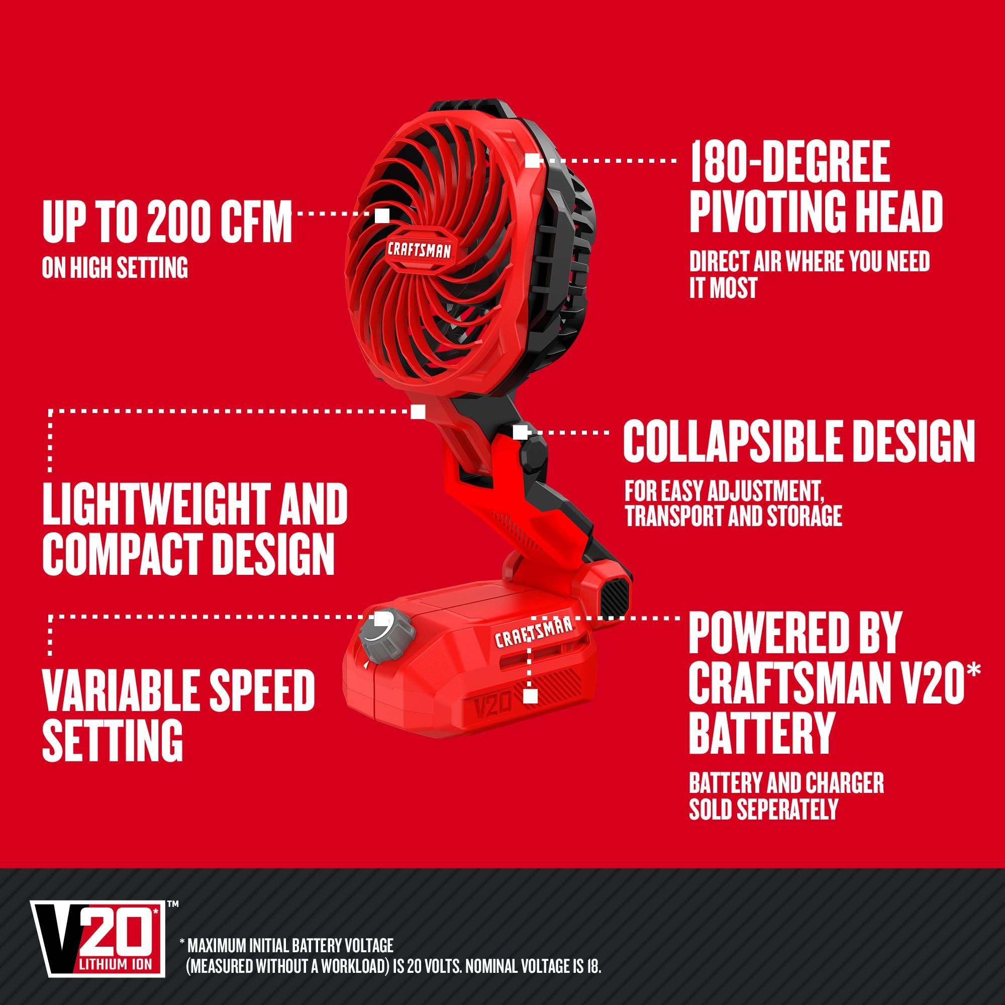 craftsman-v20-cordless-personal-fan-compact-and-collapsible-bare-tool-only-cmce0 image 2