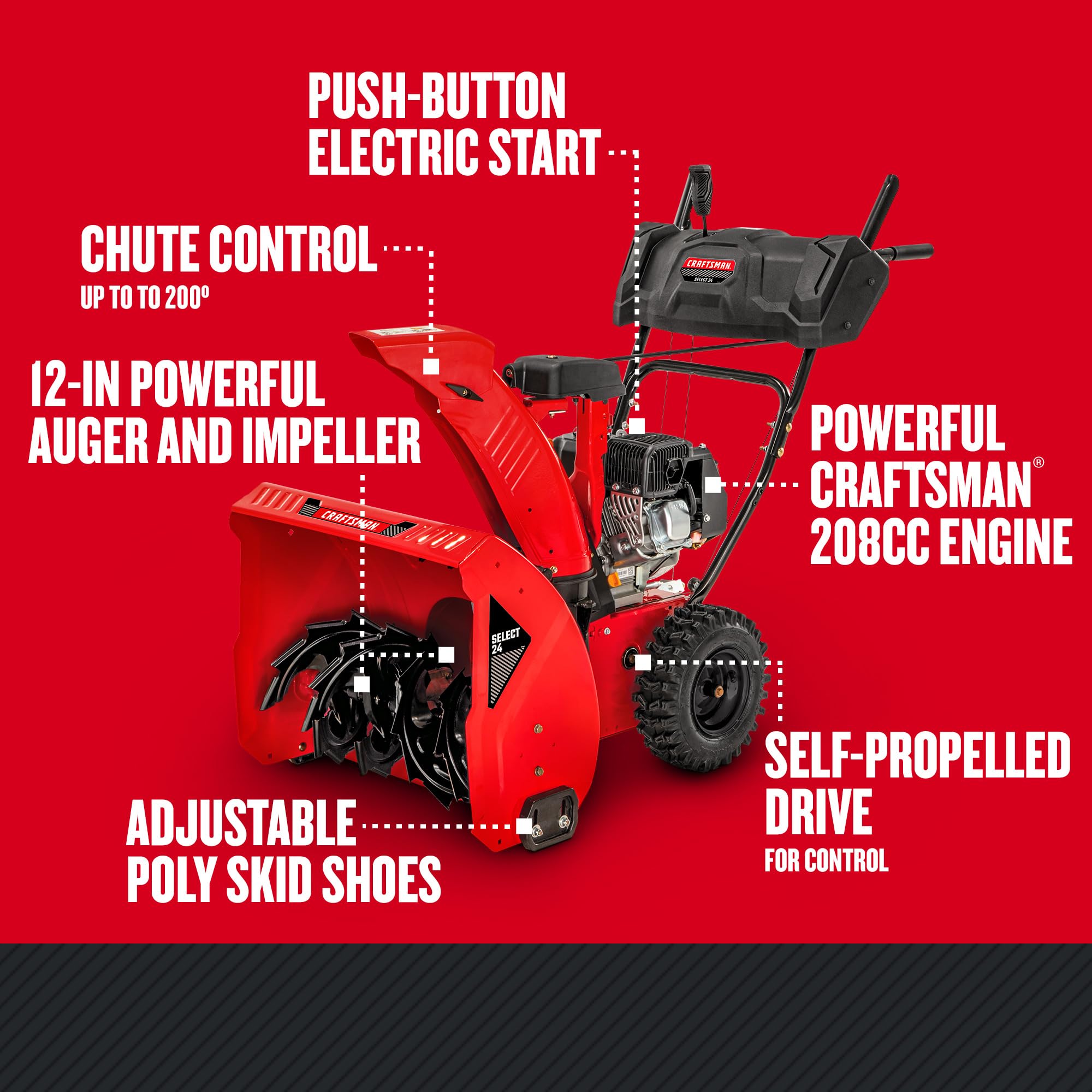 craftsman-select-24-two-stage-snow-blower-31as6k1eb93-208cc-electric-start image 5