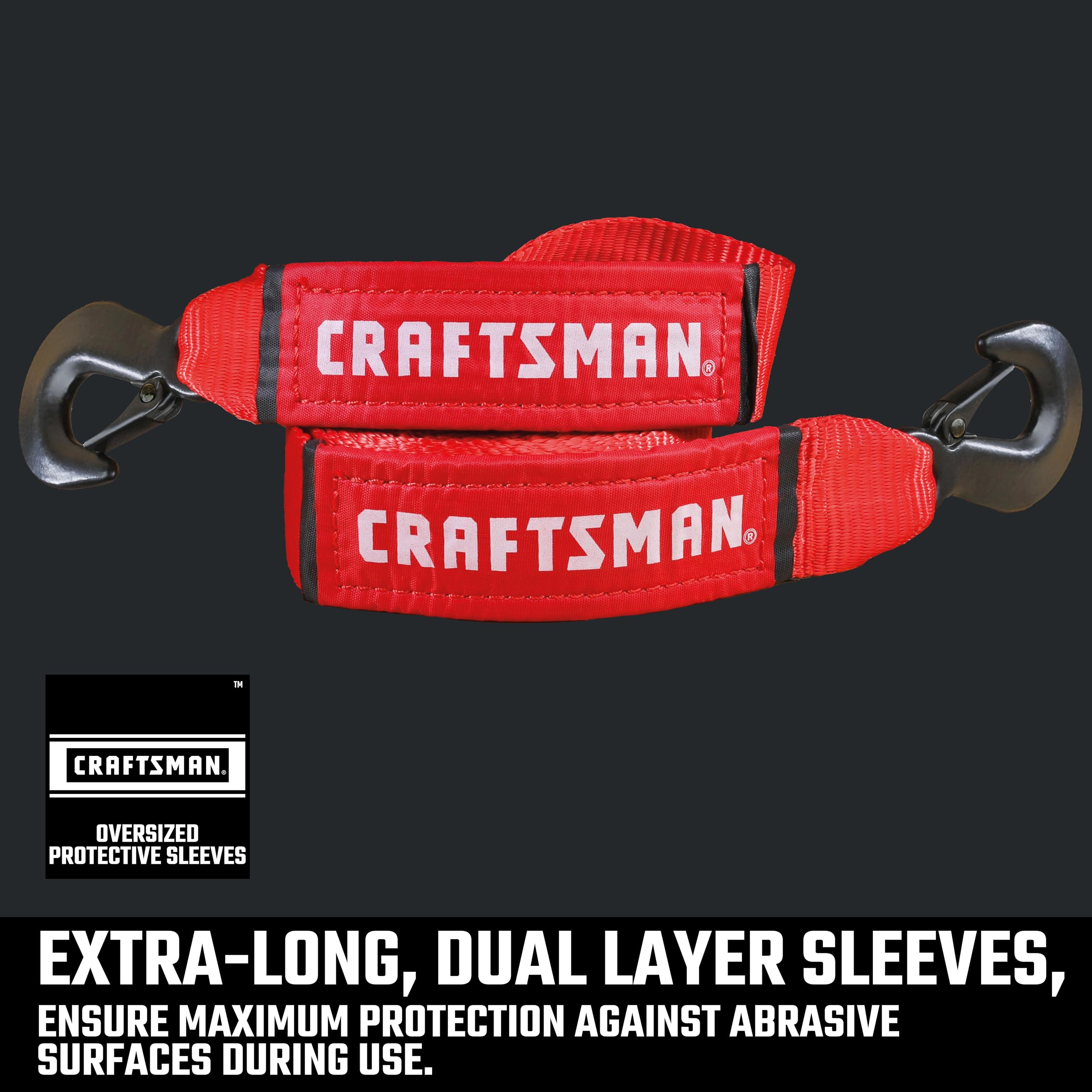 craftsman-2-x-20-tow-strap-with-coated-forged-steel-safety-clip-hooks-9-000-lbs- image 3