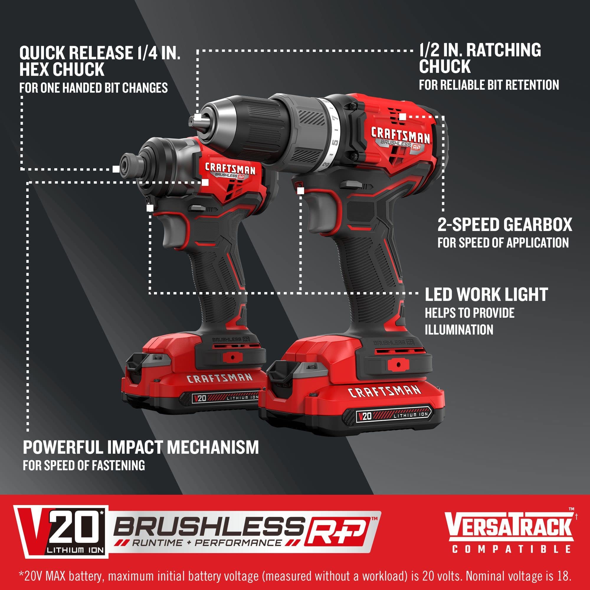 craftsman-v20-rp-brushless-cordless-drill-and-impact-driver-combo-kit-cmck211c2 image 3