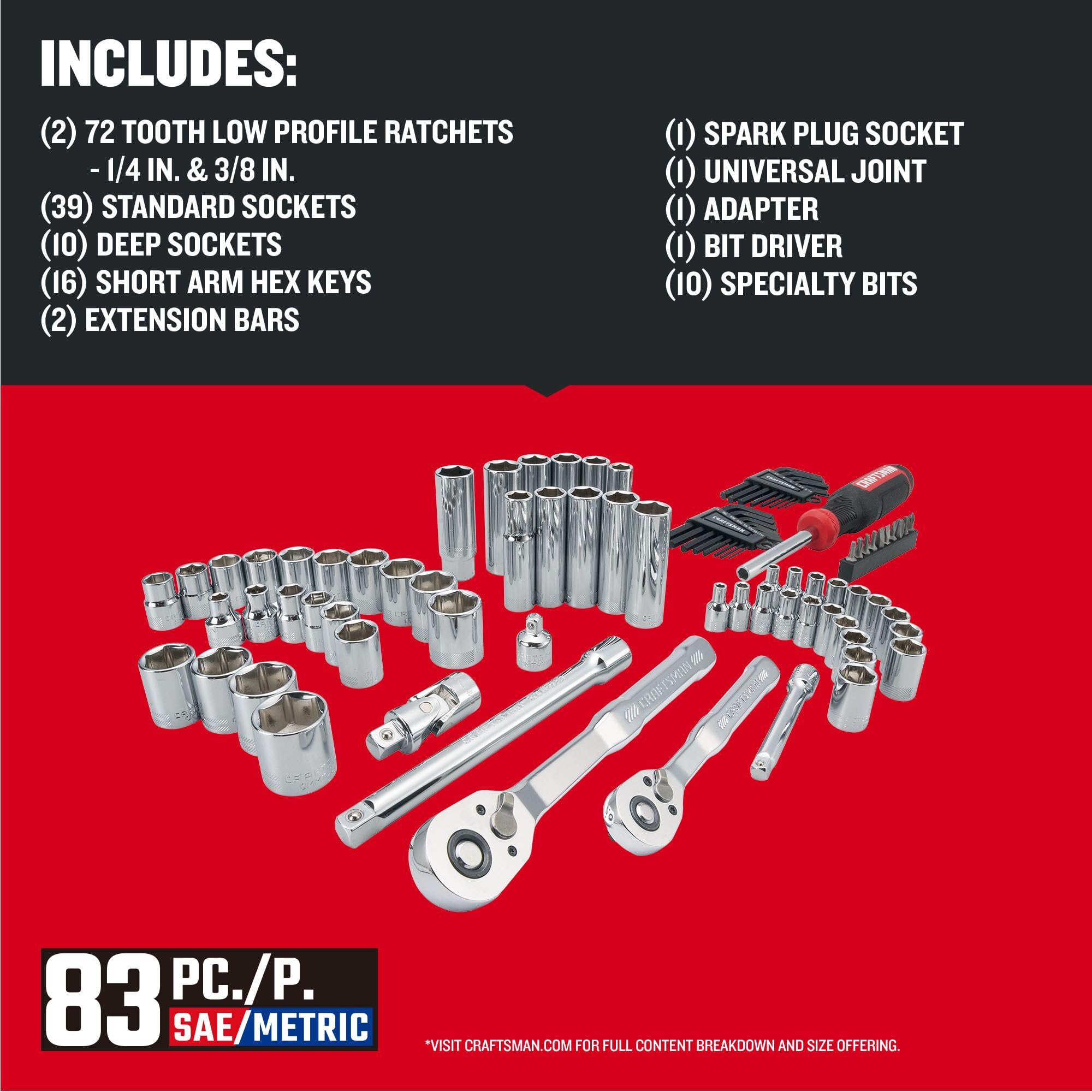 craftsman-mechanics-tool-set-83-piece-hand-tool-and-socket-set-sae-metric-cmmt12 image 3