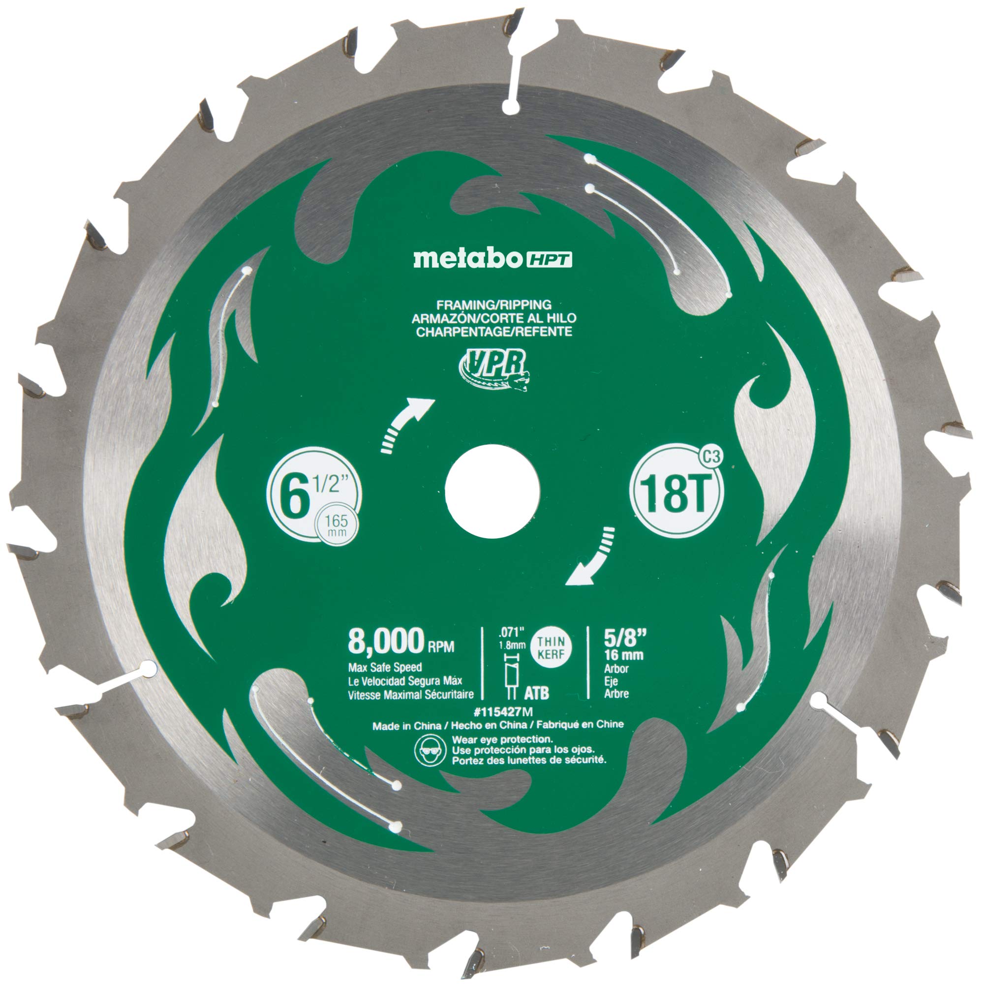 metabo-hpt-circular-saw-blade-6-1-2-inch-18t-5-8-inch-arbor-thin-kerf-115427m image 1