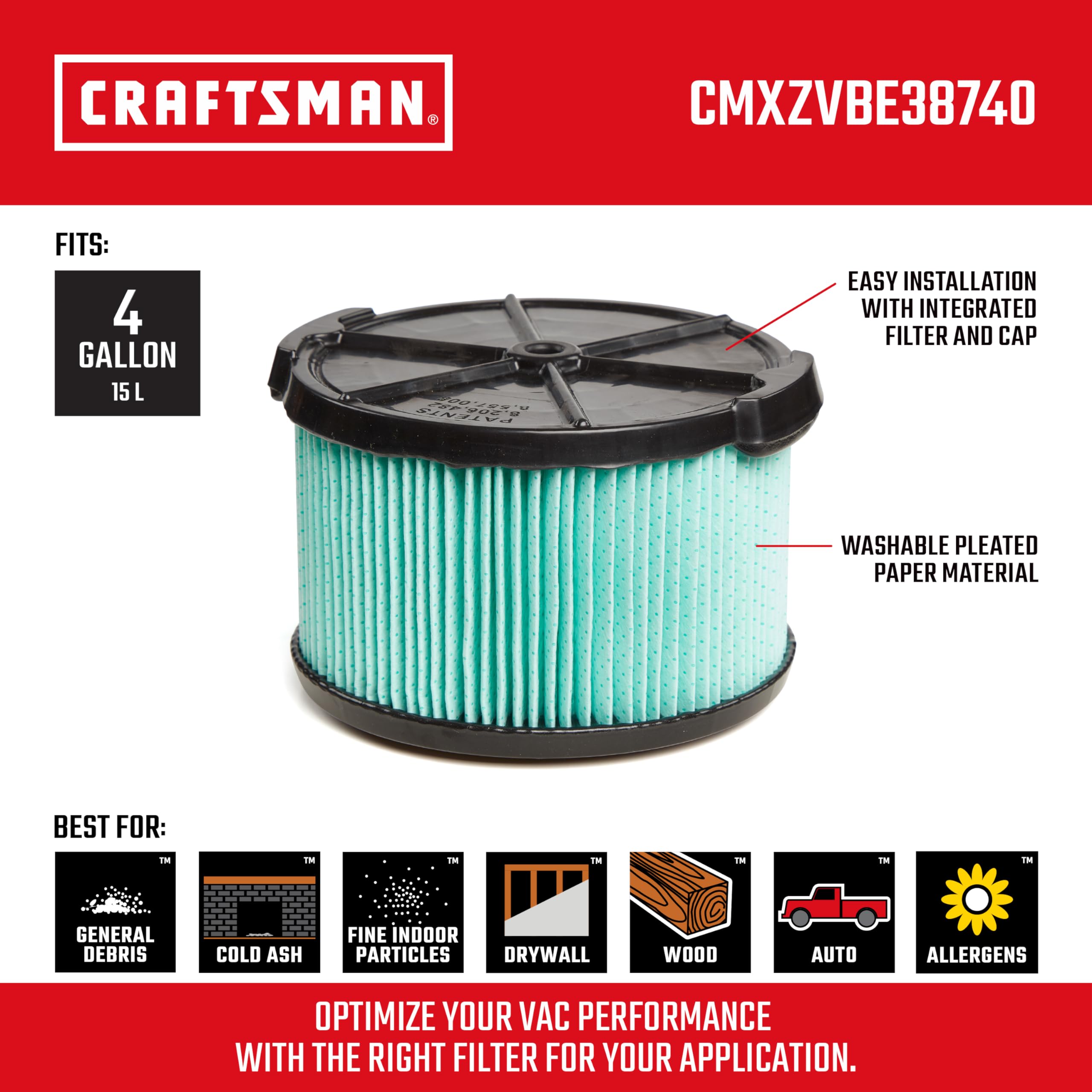 craftsman-4-gallon-wet-dry-vacuum-filter-hepa-media-qwik-lock-cmxzvbe38740 image 2