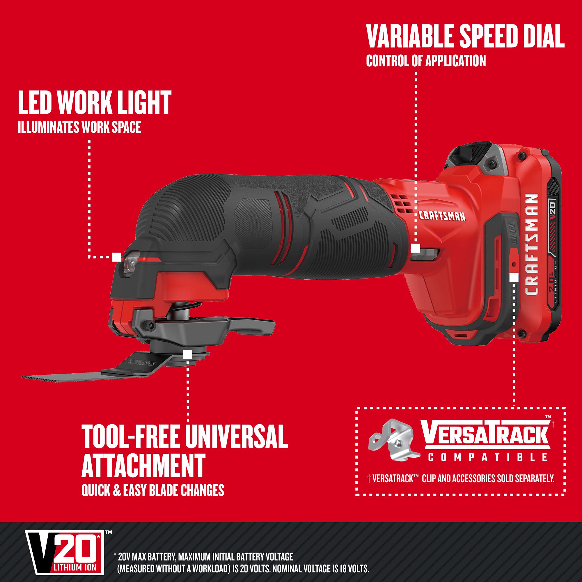 craftsman-v20-cordless-oscillating-tool-kit-cmce501d1-with-blades-sand-paper-bat image 3