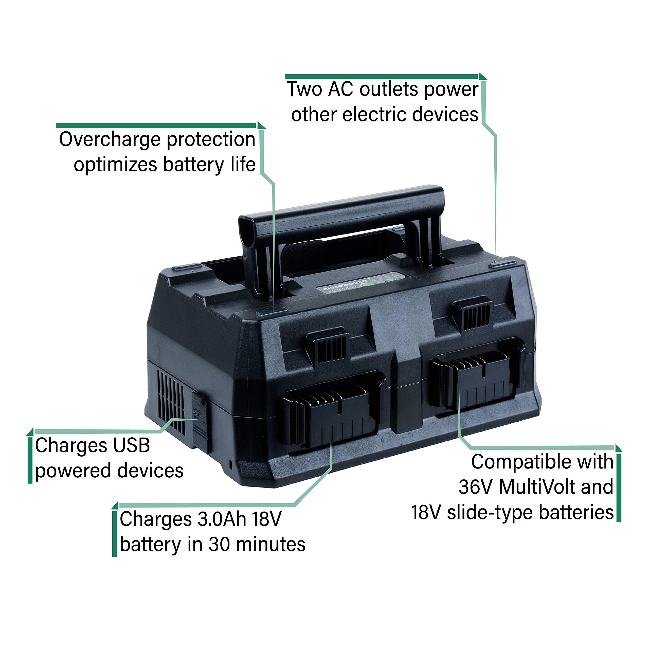 metabo-hpt-uc18ytsl-4-port-battery-charger-for-36v-18v-slide-style-batteries-wit image 5