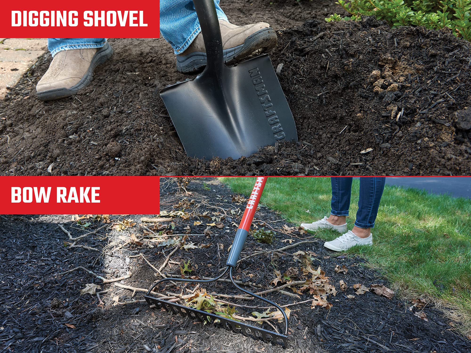 craftsman-2-piece-garden-tool-set-with-digging-shovel-and-bow-rake-fiberglass-ha image 5