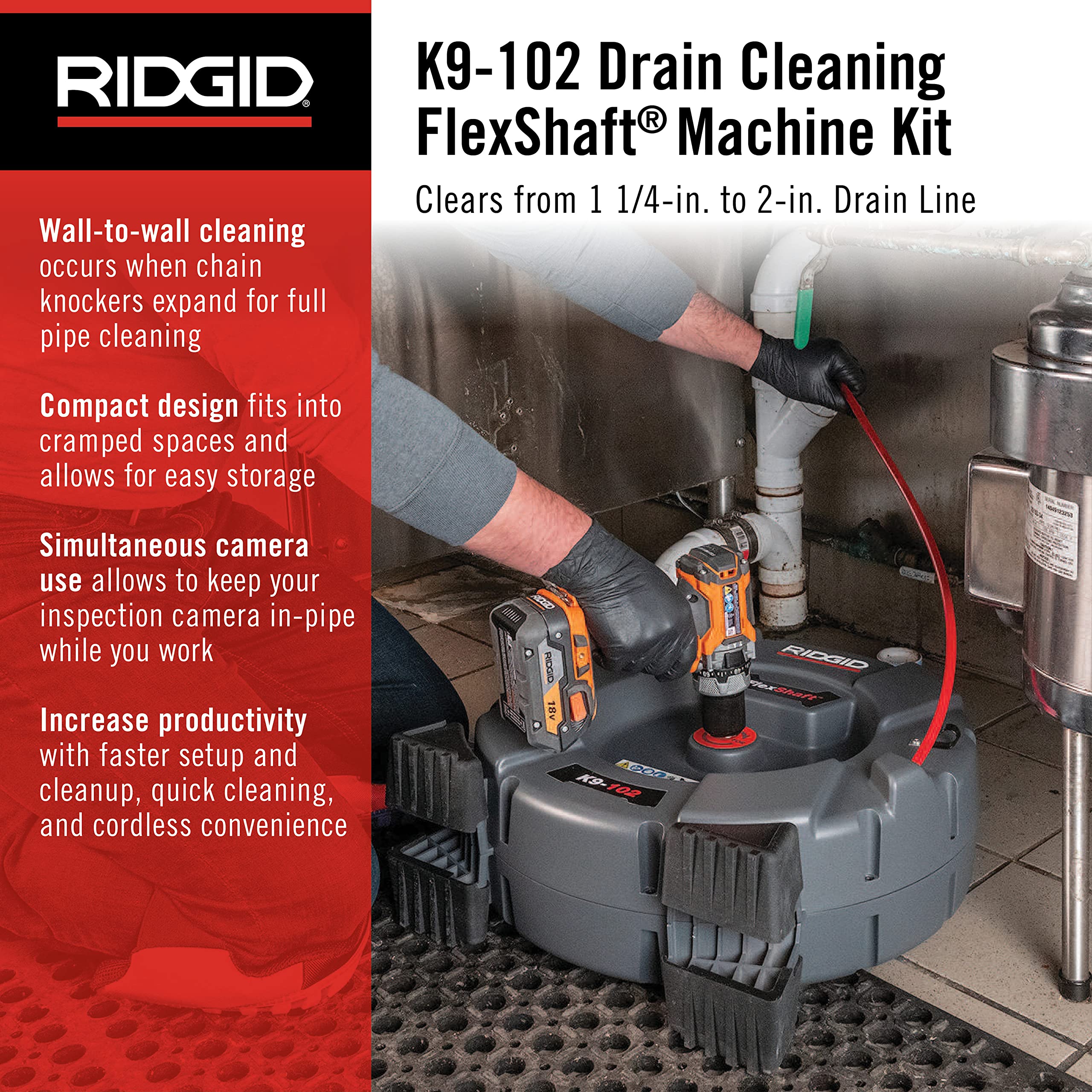 ridgid-64263-model-k9-102-flexshaft-drain-cleaning-machine-kit-for-1-1-4-2-pipes image 2