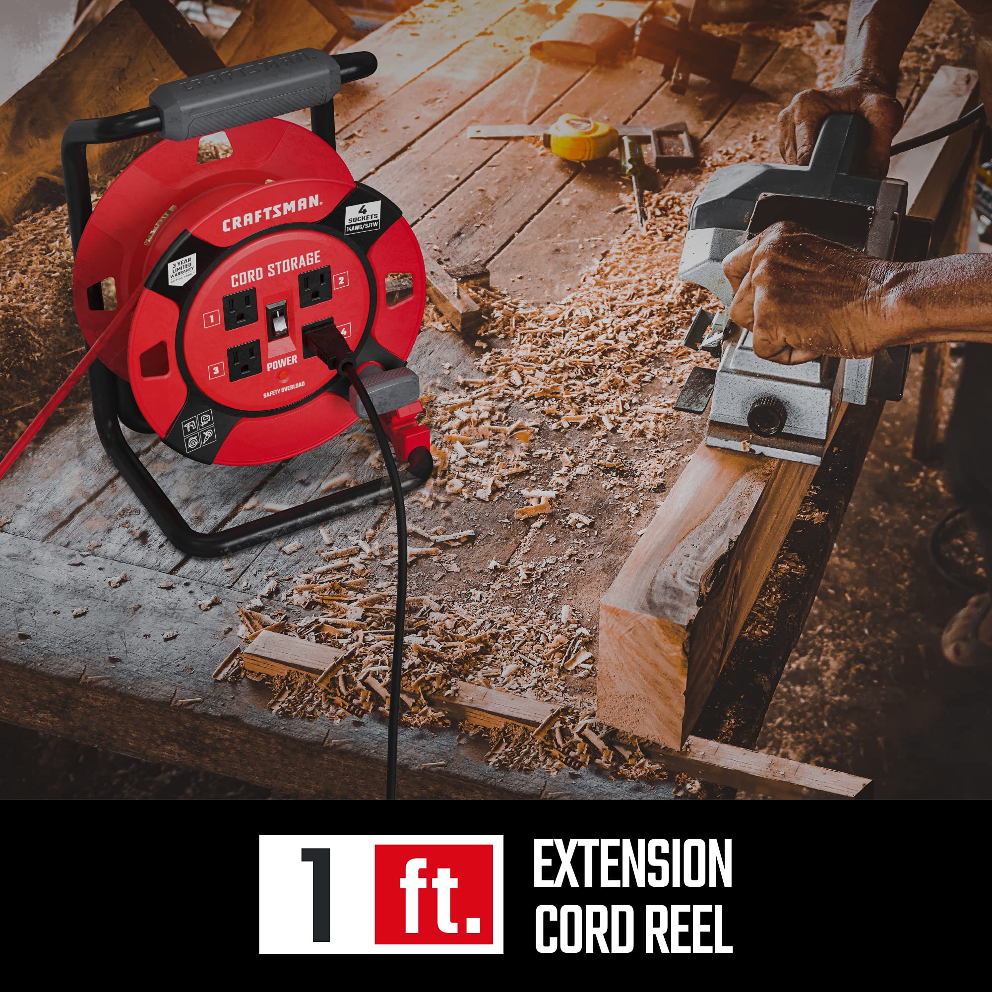 craftsman-retractable-extension-cord-reel-100-ft-4-outlets-heavy-duty-14awg-cmht image 8