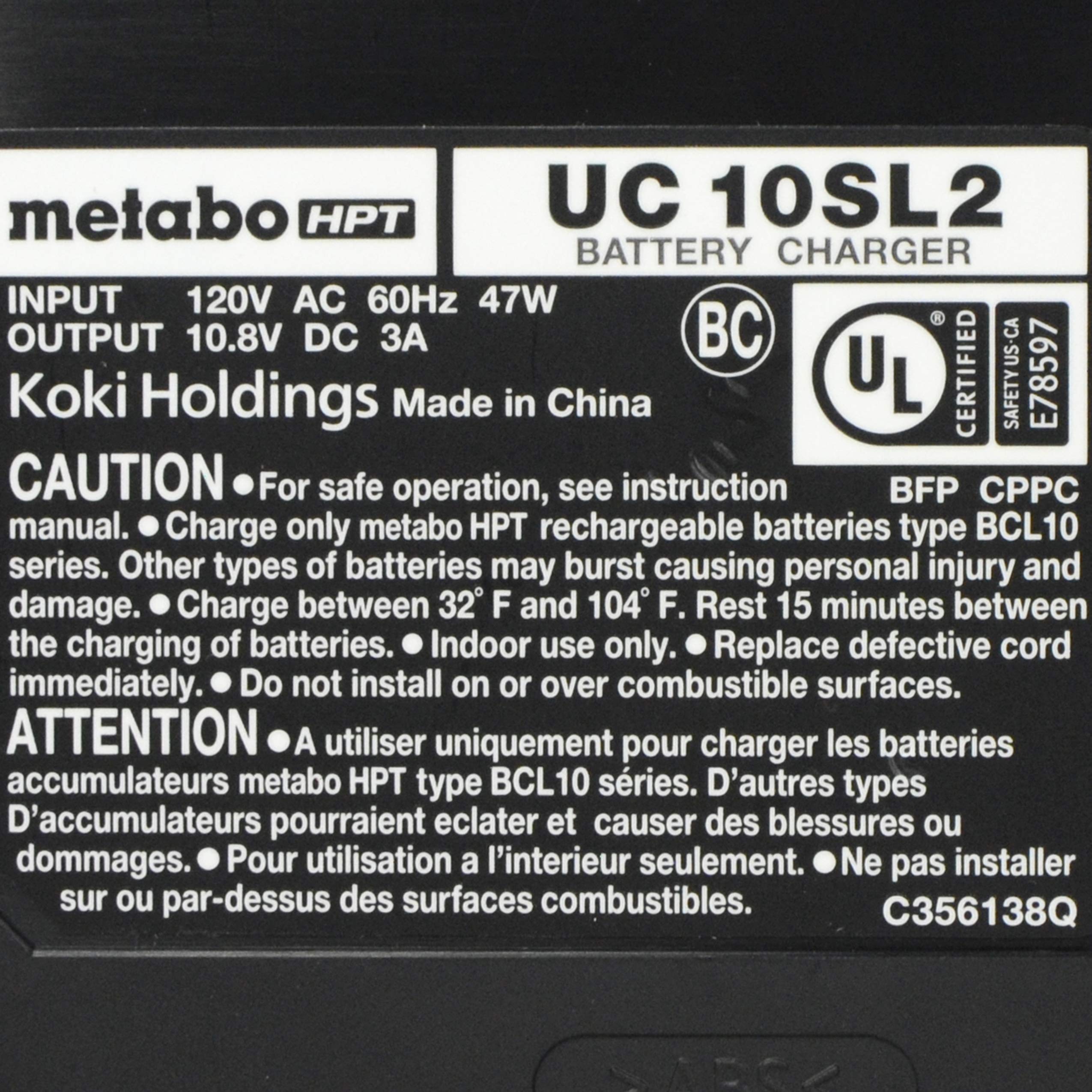 metabo-hpt-uc10sl2m-12v-peak-lithium-ion-battery-charger-with-led-indicator-and- image 3