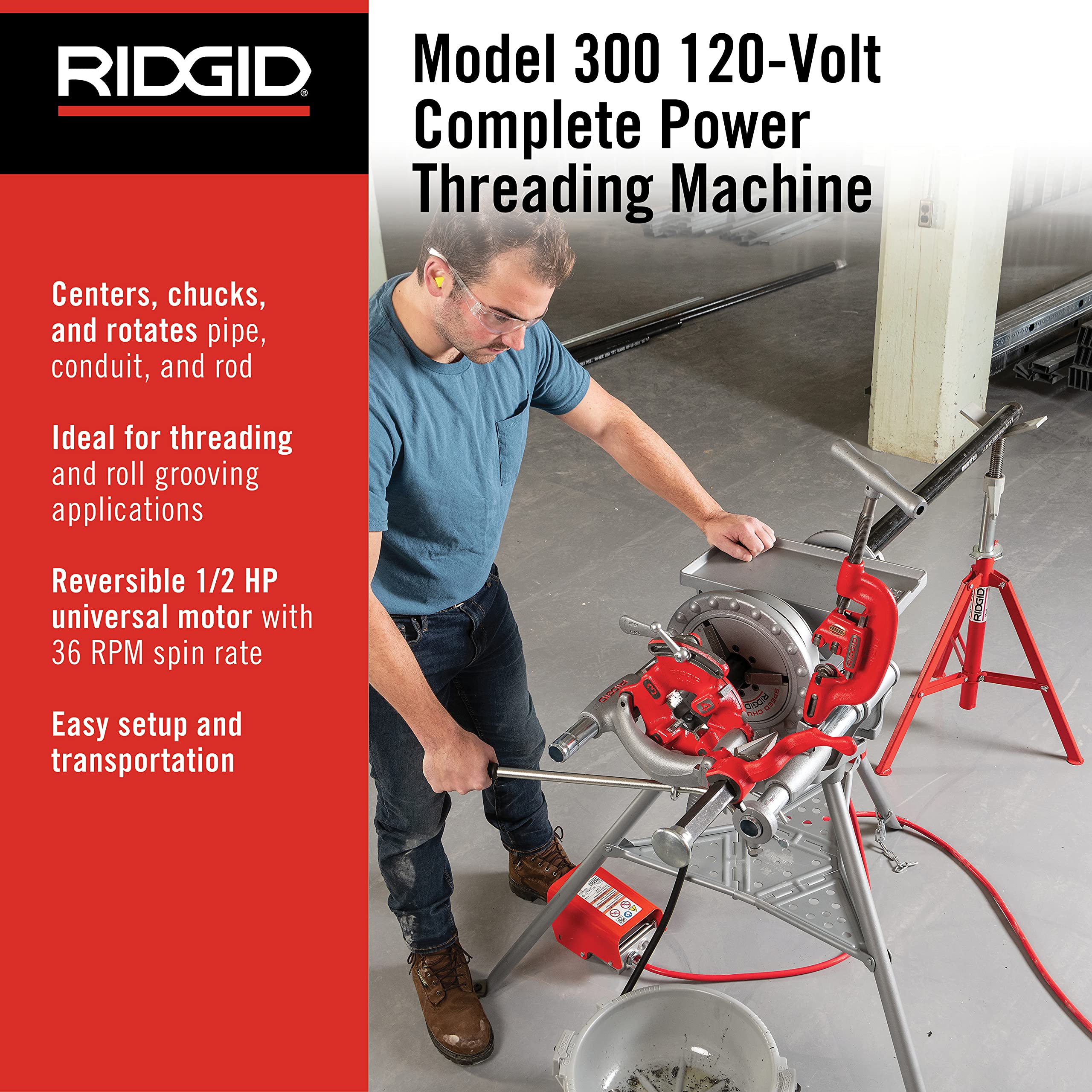 ridgid-model-300-power-drive-complete-threading-machine-15682-38-rpm-1-2-to-2-pi image 2