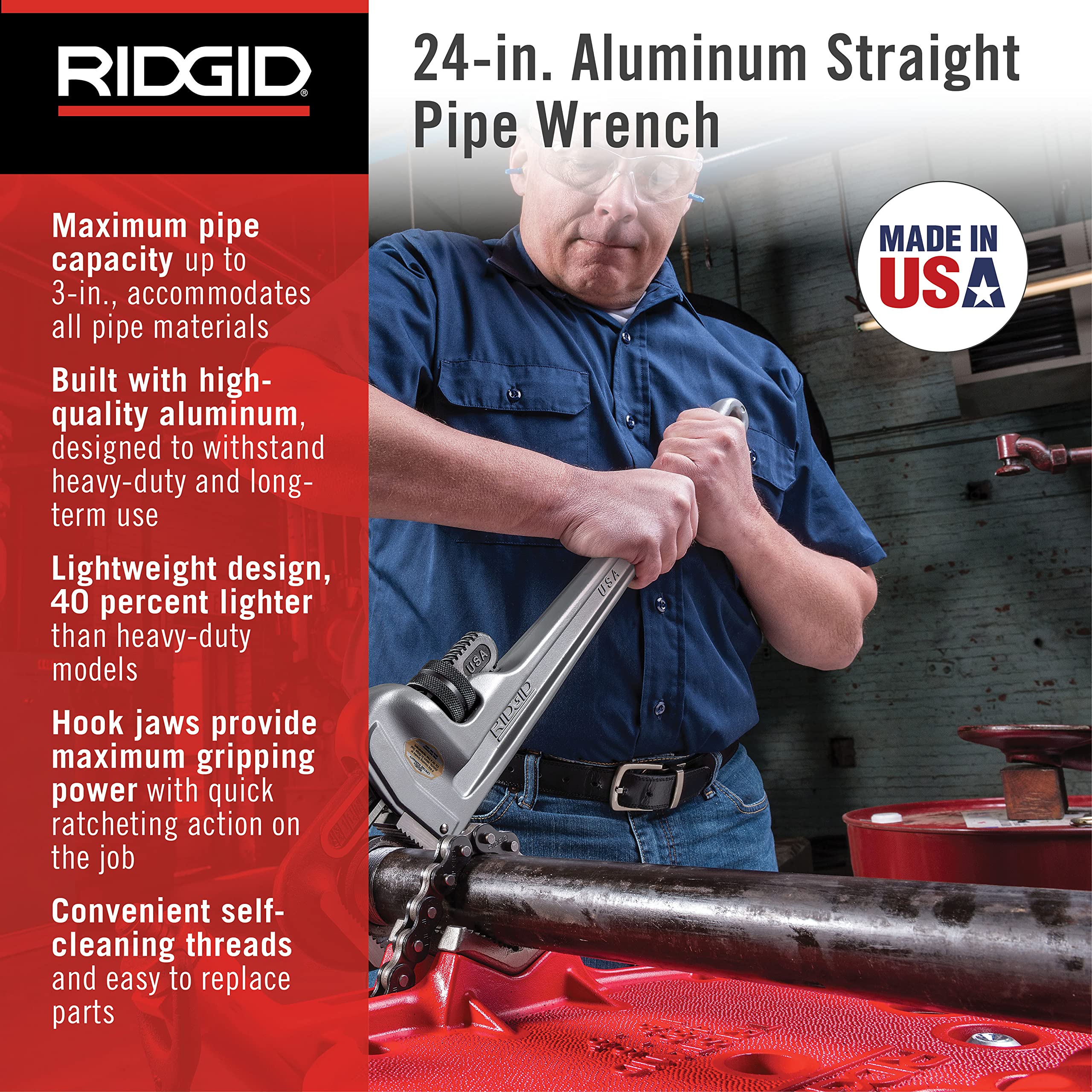 ridgid-model-824-24-inch-aluminum-straight-pipe-wrench-31105 image 2