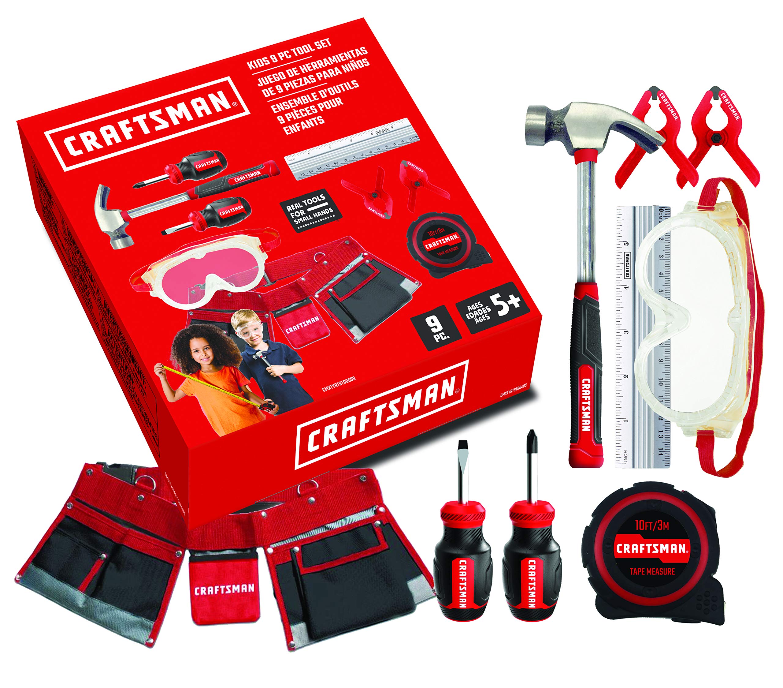 craftsman-9-piece-kids-tool-set-with-real-metal-tools-and-tool-belt image 1