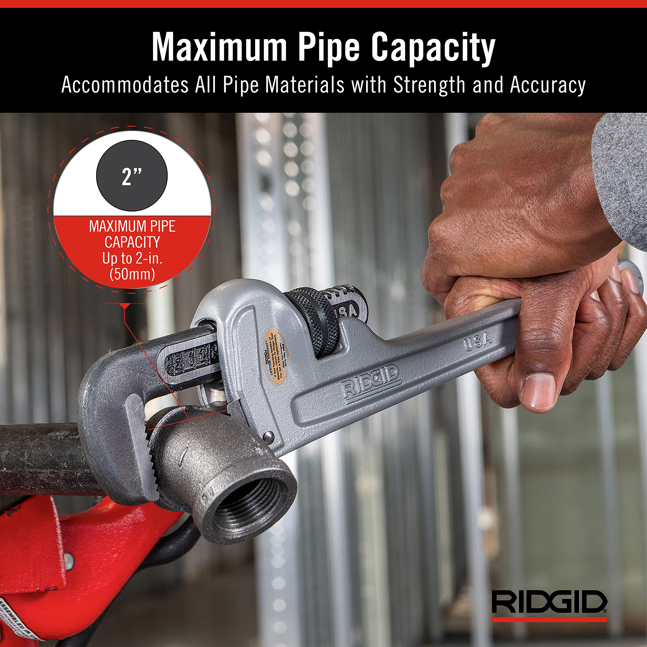 ridgid-31095-model-814-14-inch-aluminum-straight-pipe-wrench-silver image 3