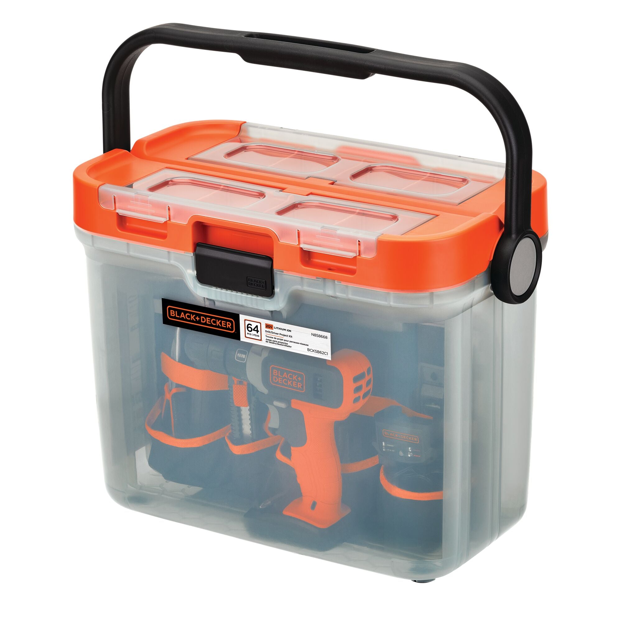 black-decker-20v-max-powerconnect-cordless-drill-with-64-piece-home-project-kit- image 1