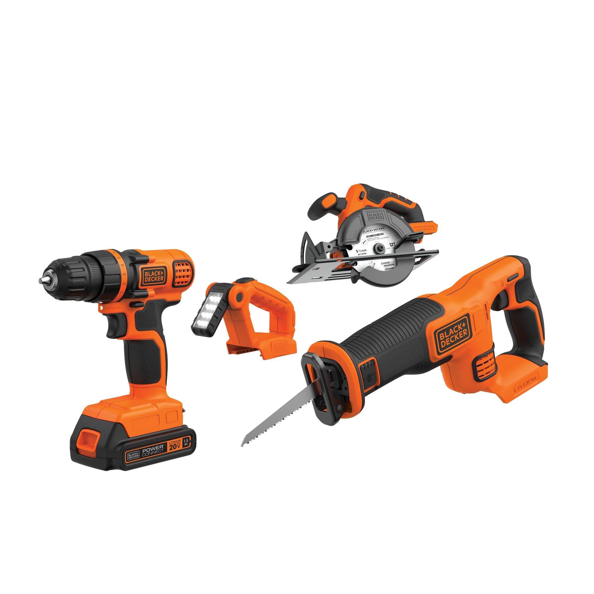 black-decker-20v-max-powerconnect-cordless-4-tool-combo-kit-drill-circular-saw-r image 1