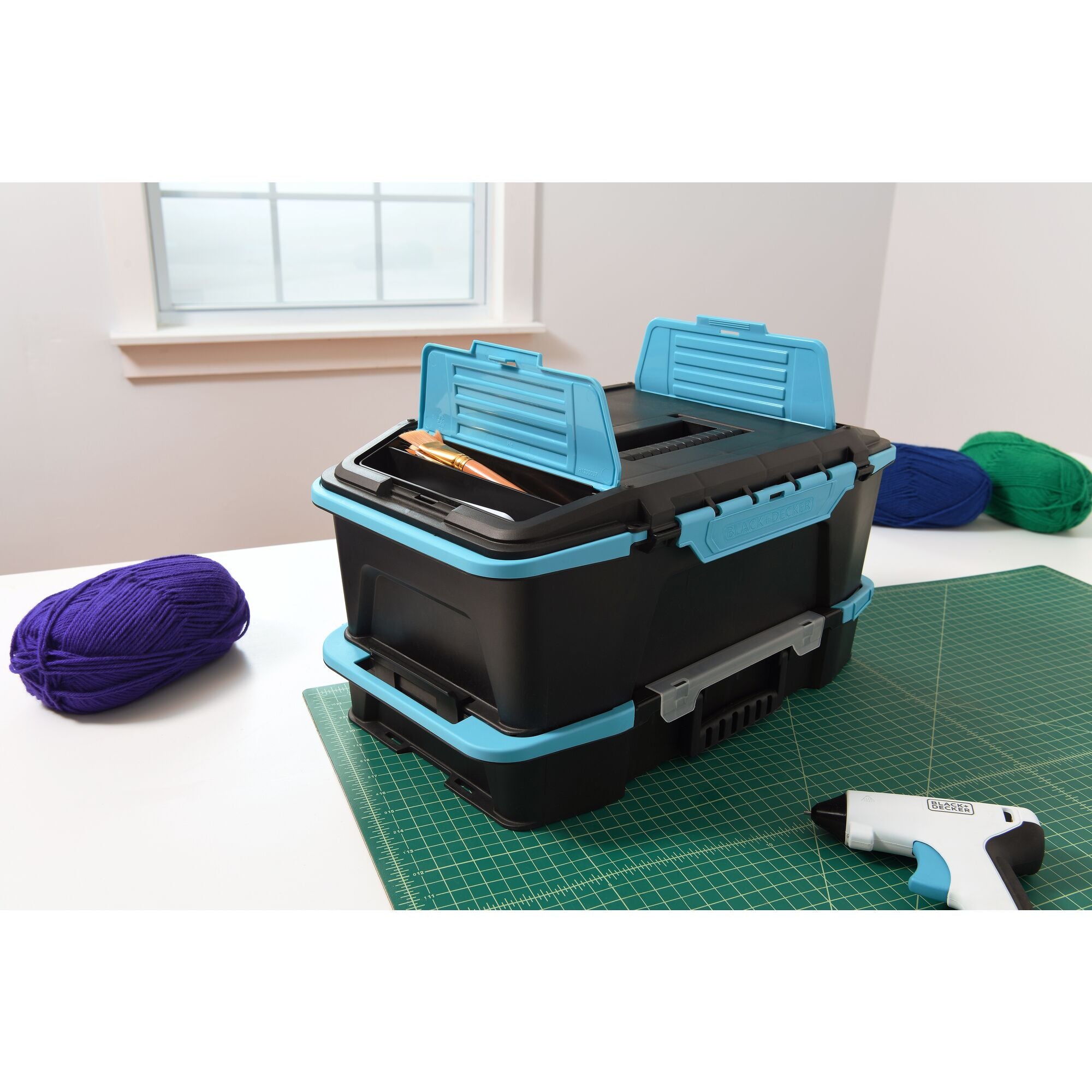 black-decker-19-inch-2-in-1-stackable-storage-caddy-and-organizer image 2