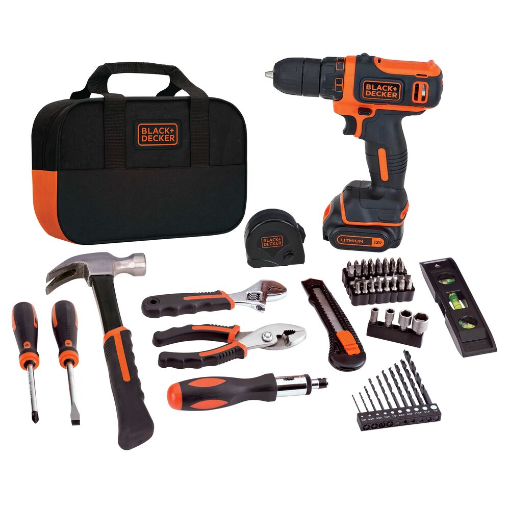 black-decker-12v-max-cordless-drill-driver-kit-with-59-piece-project-kit-and-too image 1