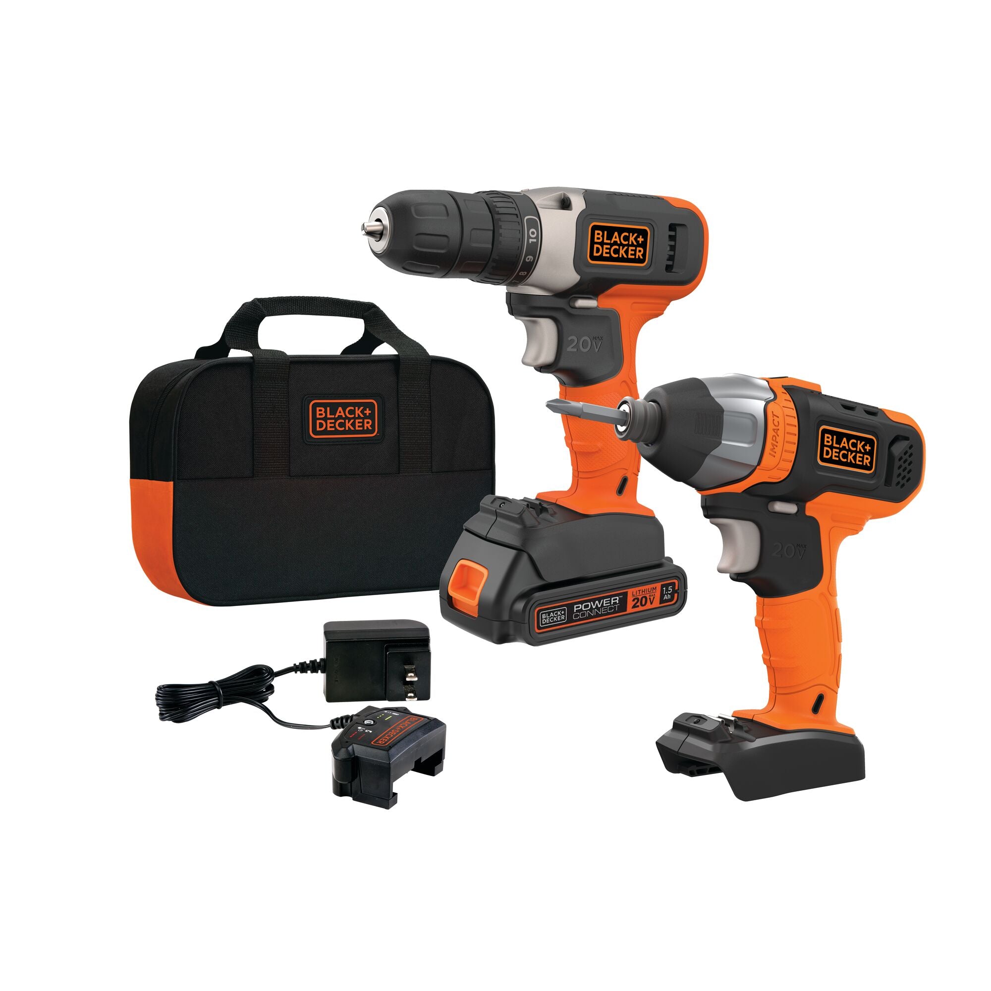 black-decker-20v-max-powerconnect-cordless-drill-and-impact-driver-combo-kit-wit image 1
