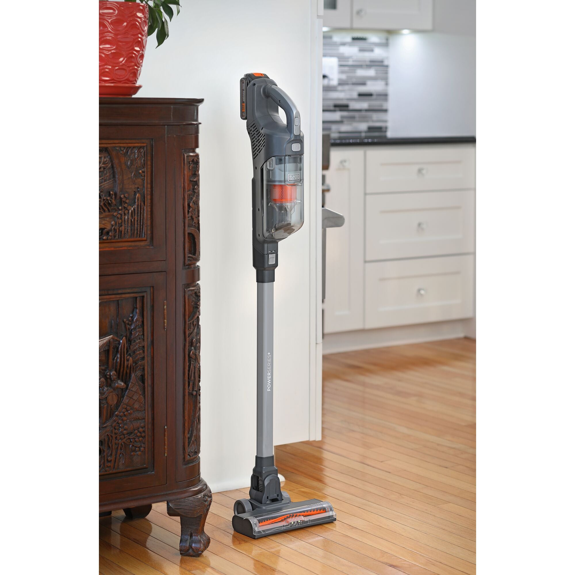 black-decker-powerseries-20v-max-cordless-stick-vacuum-kit-gray-orange image 3
