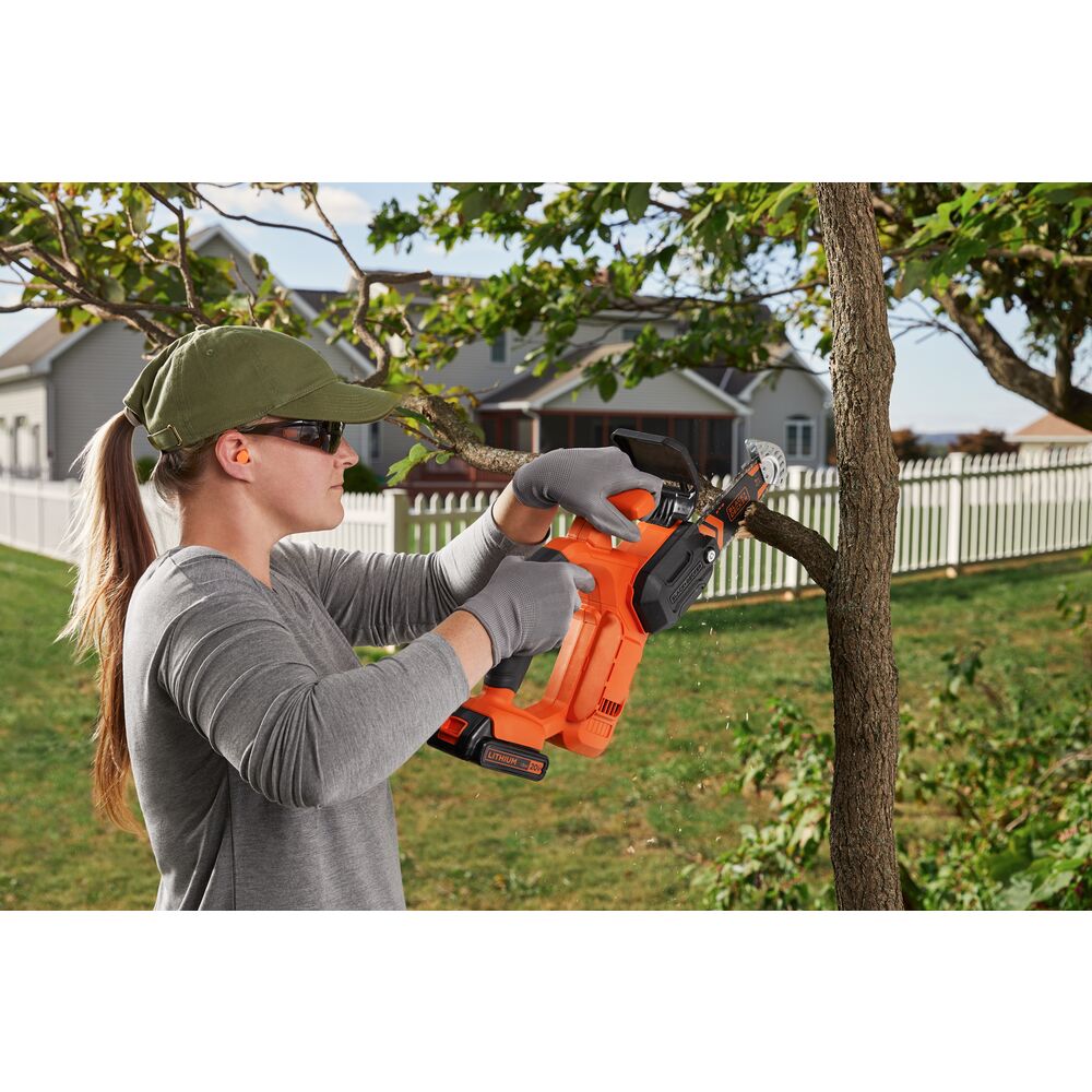 black-decker-20v-max-powerconnect-cordless-6-inch-pruning-chainsaw-kit-battery-c image 2