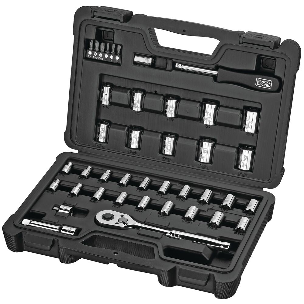 black-decker-40-piece-chrome-socket-set-with-carrying-case image 2
