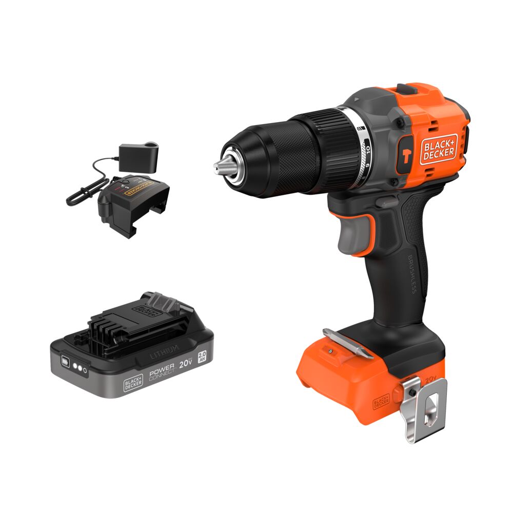 black-decker-20v-max-powerconnect-cordless-brushless-in-hammer-drill-kit-battery image 1